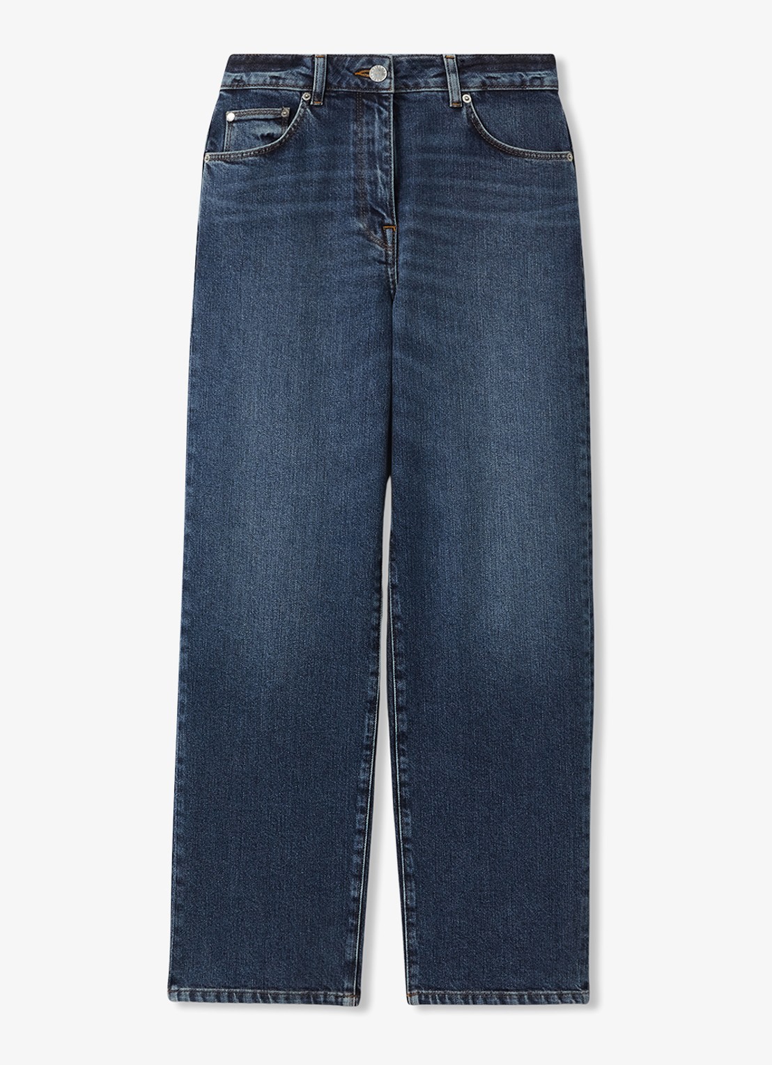 Reiss Selin mid waist straight leg jeans met steekzakken - voorkant blauw