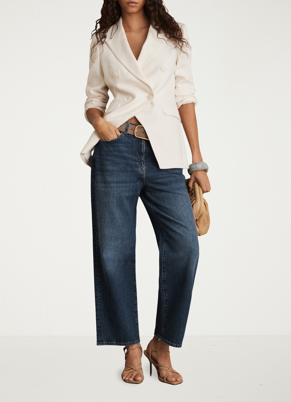 Reiss Selin mid waist straight leg jeans met steekzakken - voorkant 2 blauw