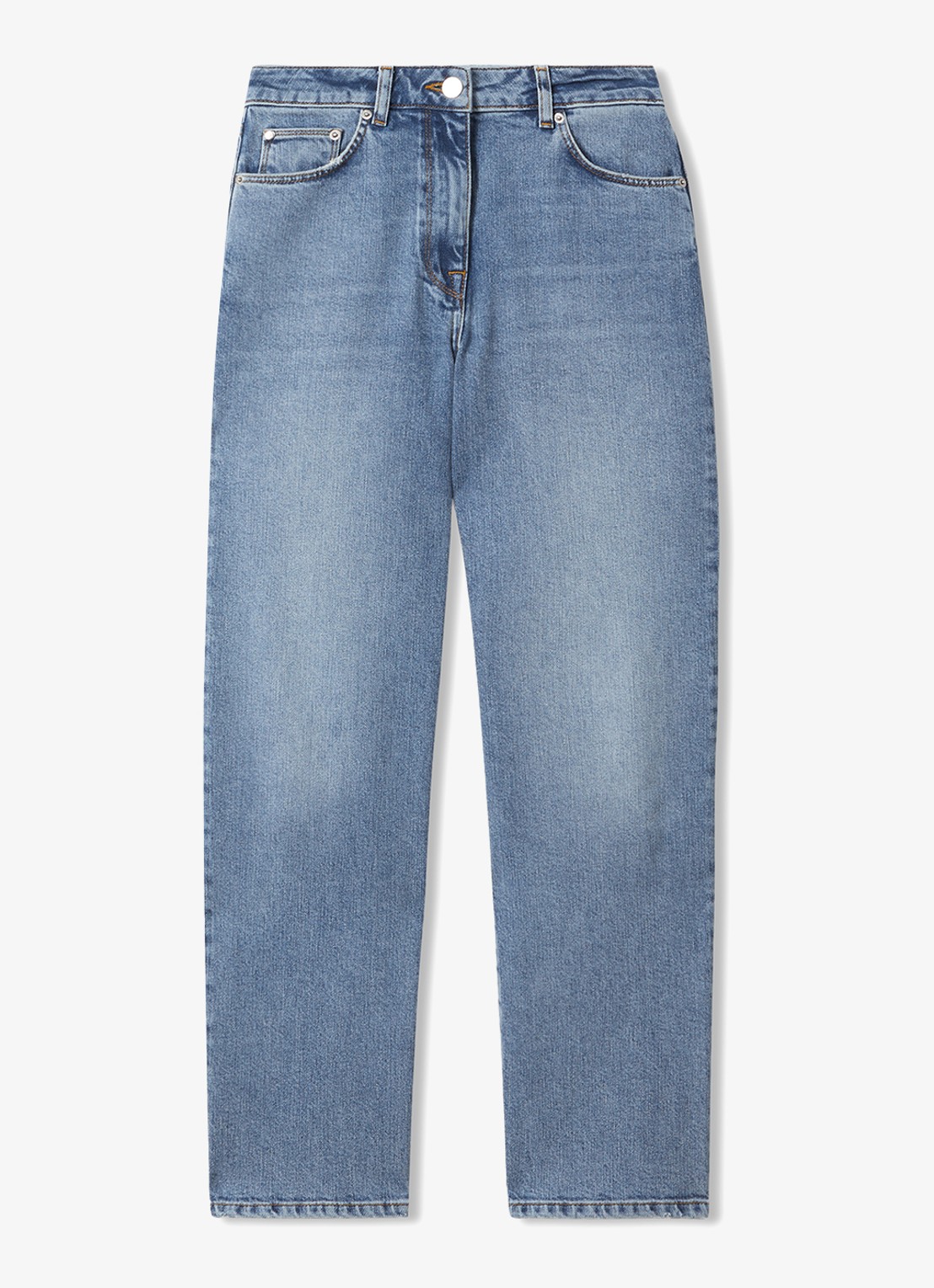 Reiss Selin mid waist straight leg jeans met steekzakken - voorkant 4 lichtblauw