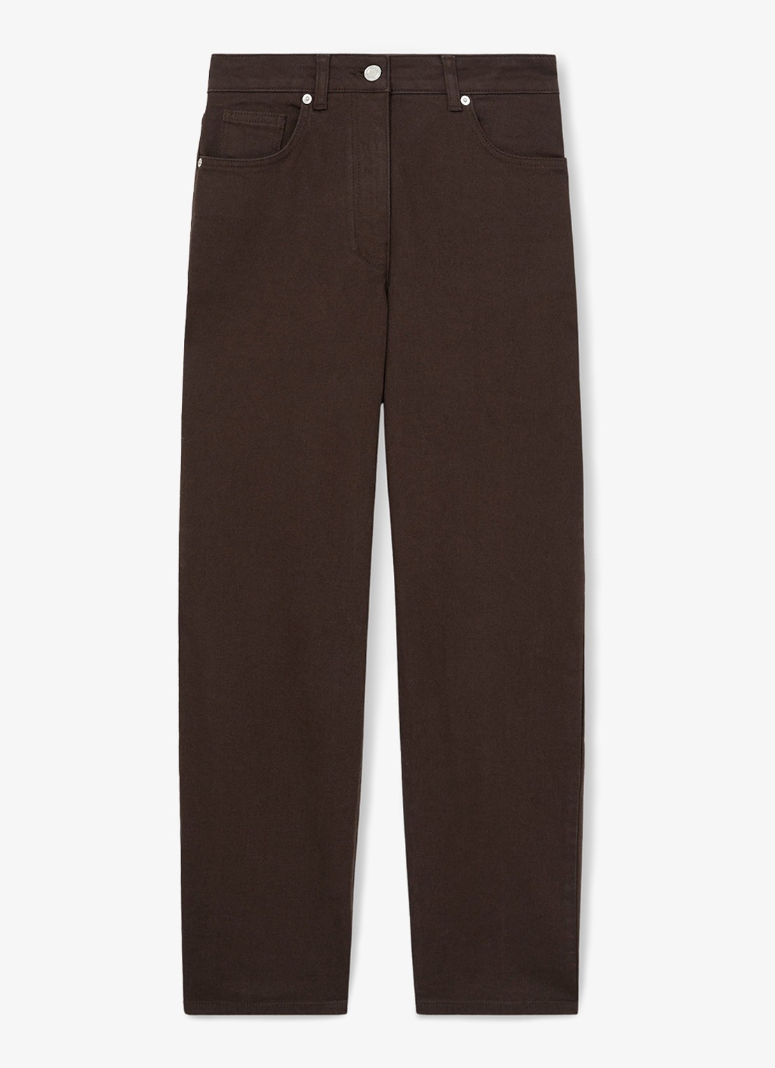 Reiss Selin mid waist straight leg jeans met steekzakken - voorkant chocoladebruin