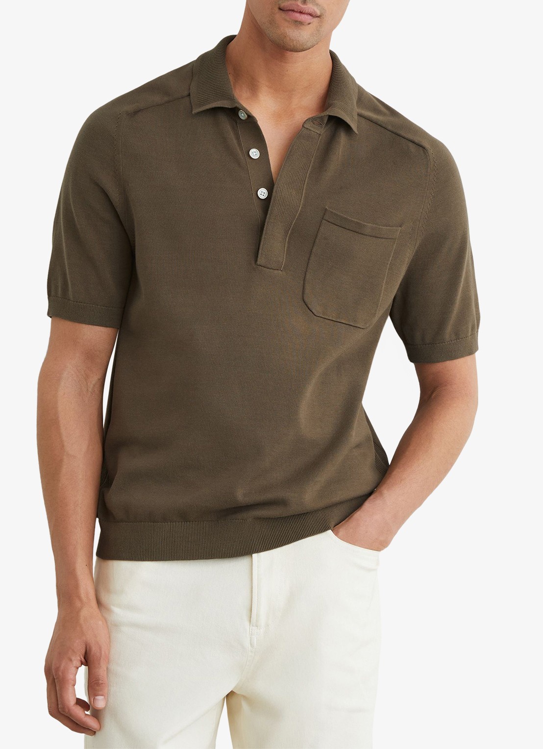 Reiss Selkirk regyular fit polo met borstzak - detail 2 bruin