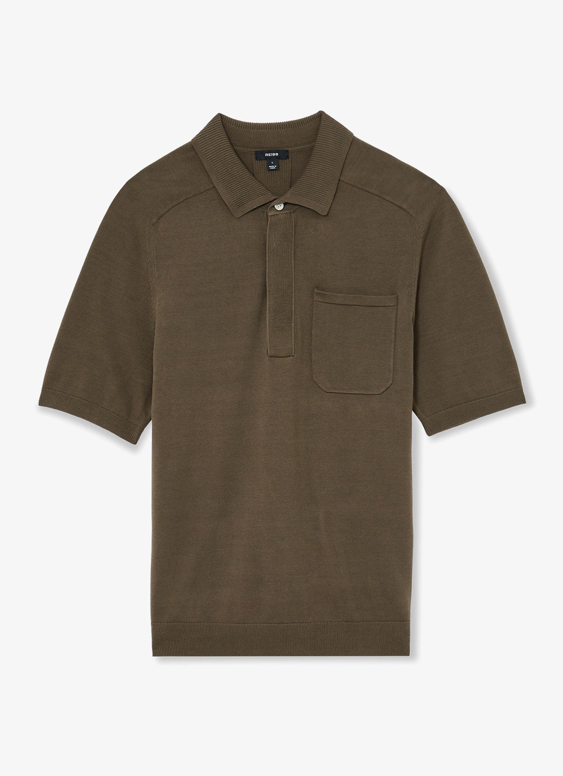 Reiss Selkirk regyular fit polo met borstzak - voorkant 5 bruin