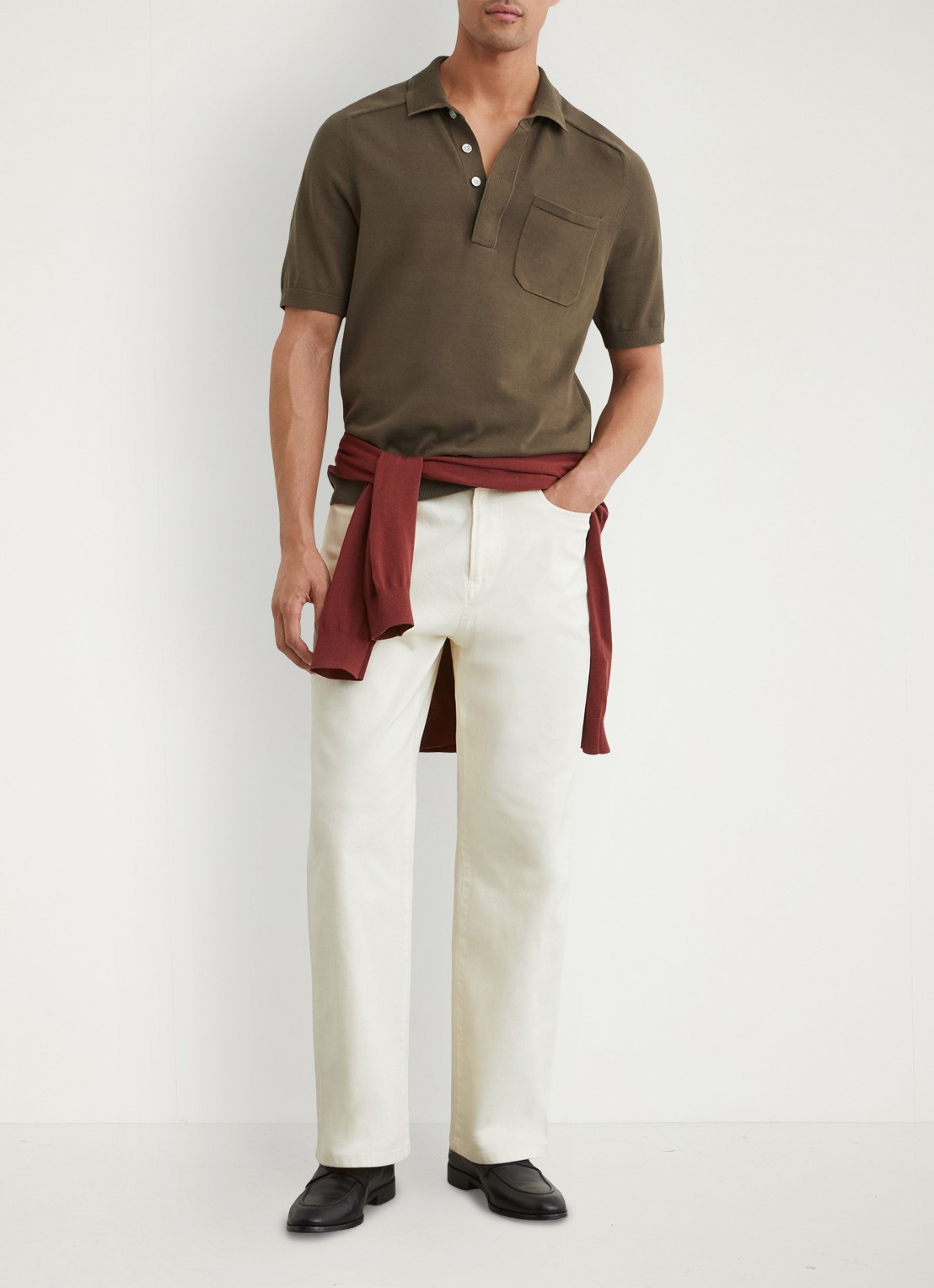 Reiss Selkirk regyular fit polo met borstzak - voorkant 6 bruin
