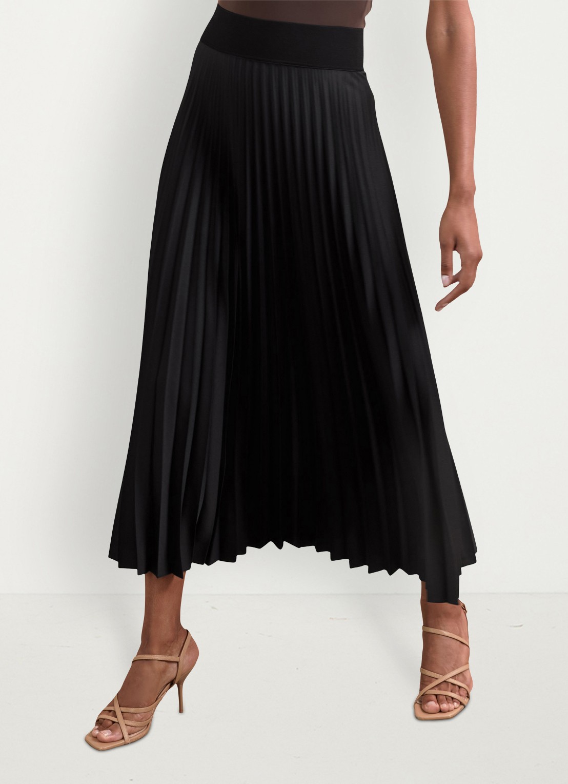 Reiss Seren midi rok met plissé - detail 4 zwart