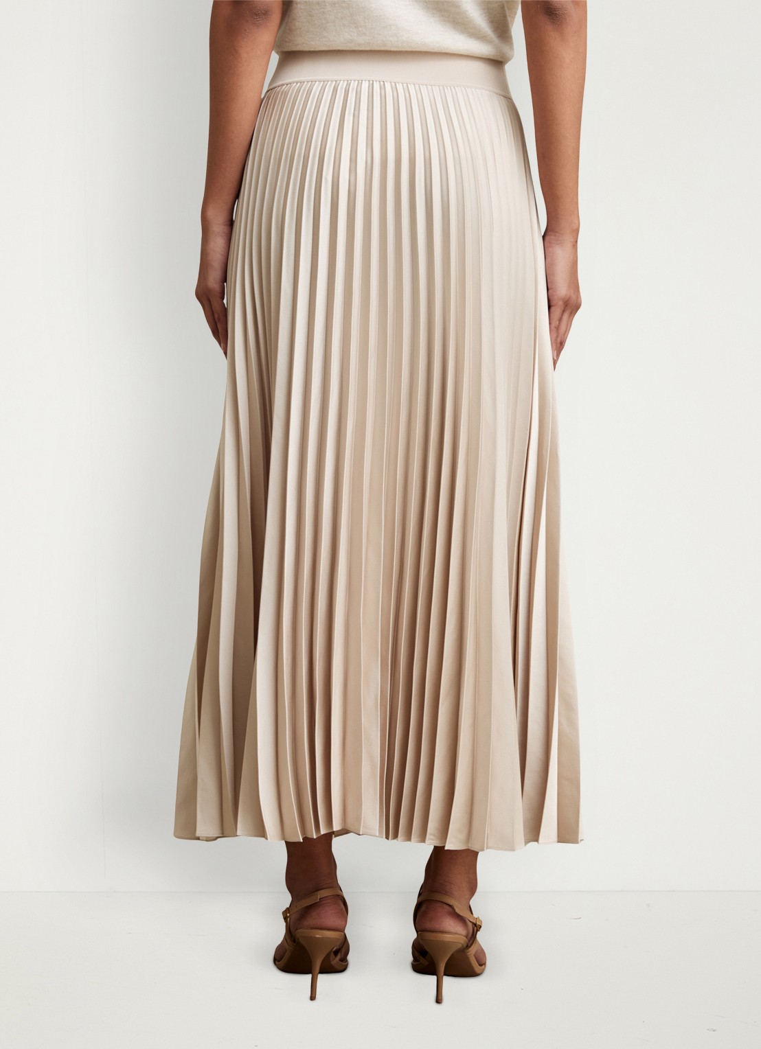 Reiss Seren midi rok met plissé - achterkant 5 beige