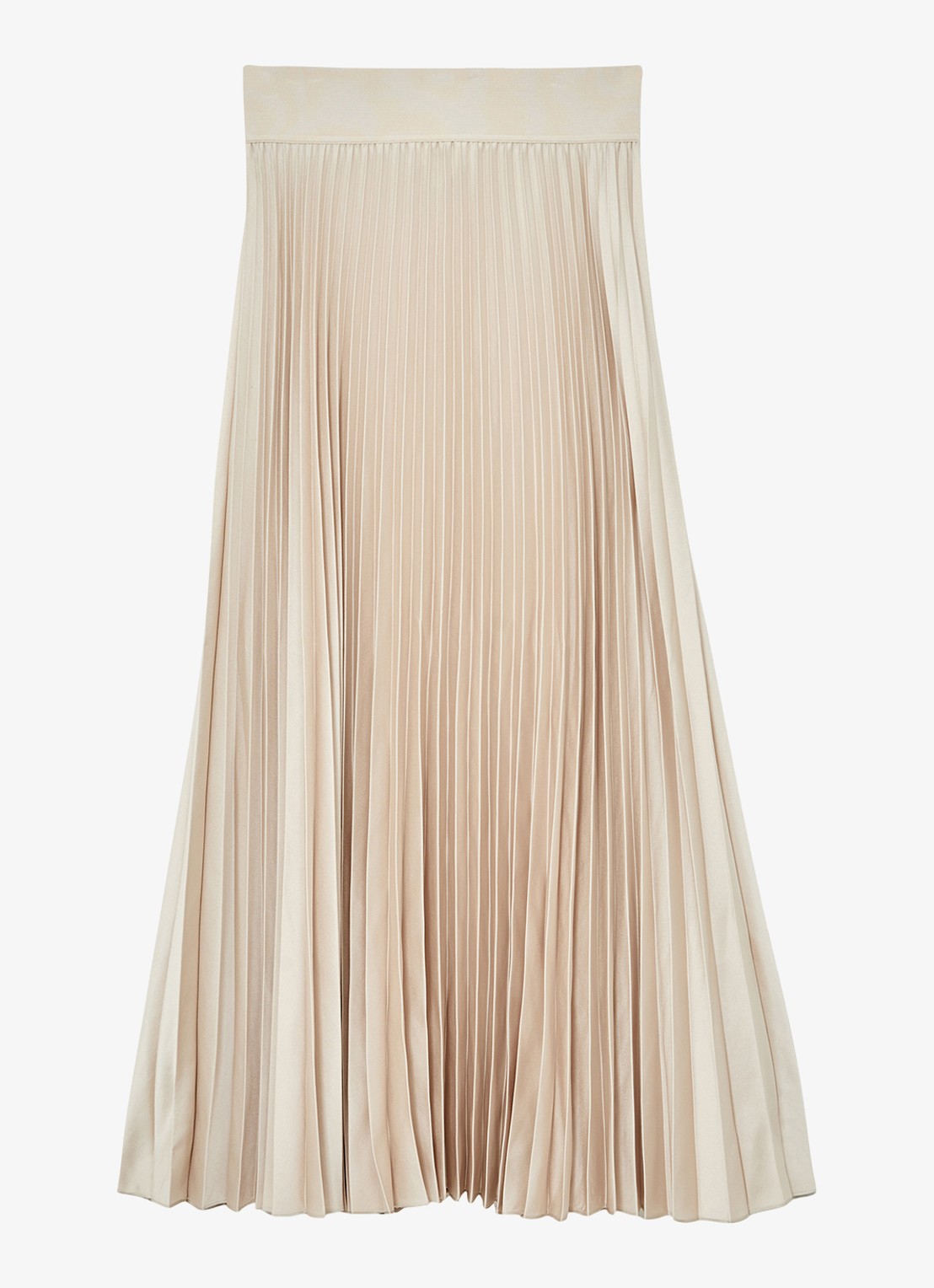 Reiss Seren midi rok met plissé - voorkant 4 beige