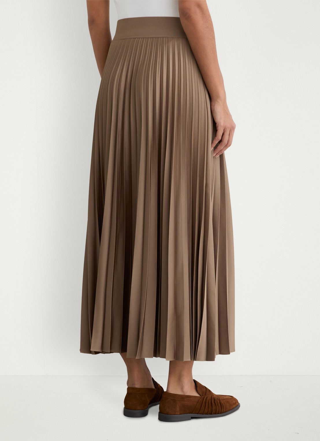 Reiss Seren midi rok met plissé - achterkant 7 camel