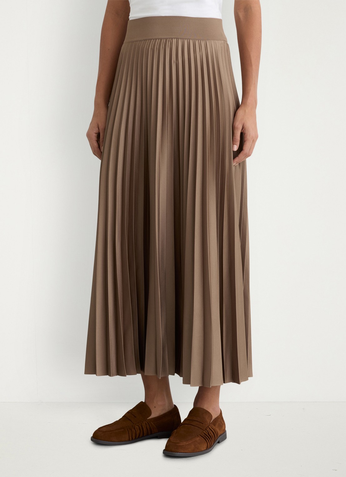 Reiss Seren midi rok met plissé - detail 3 camel