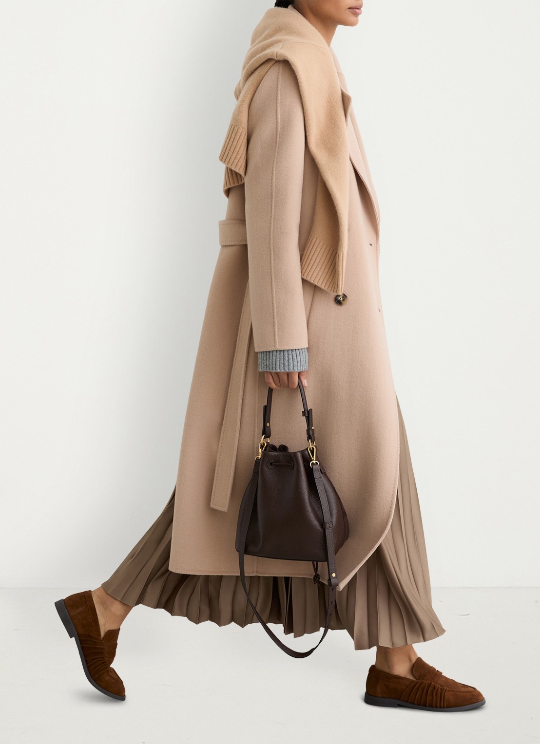 Reiss Seren midi rok met plissé - detail 6 camel