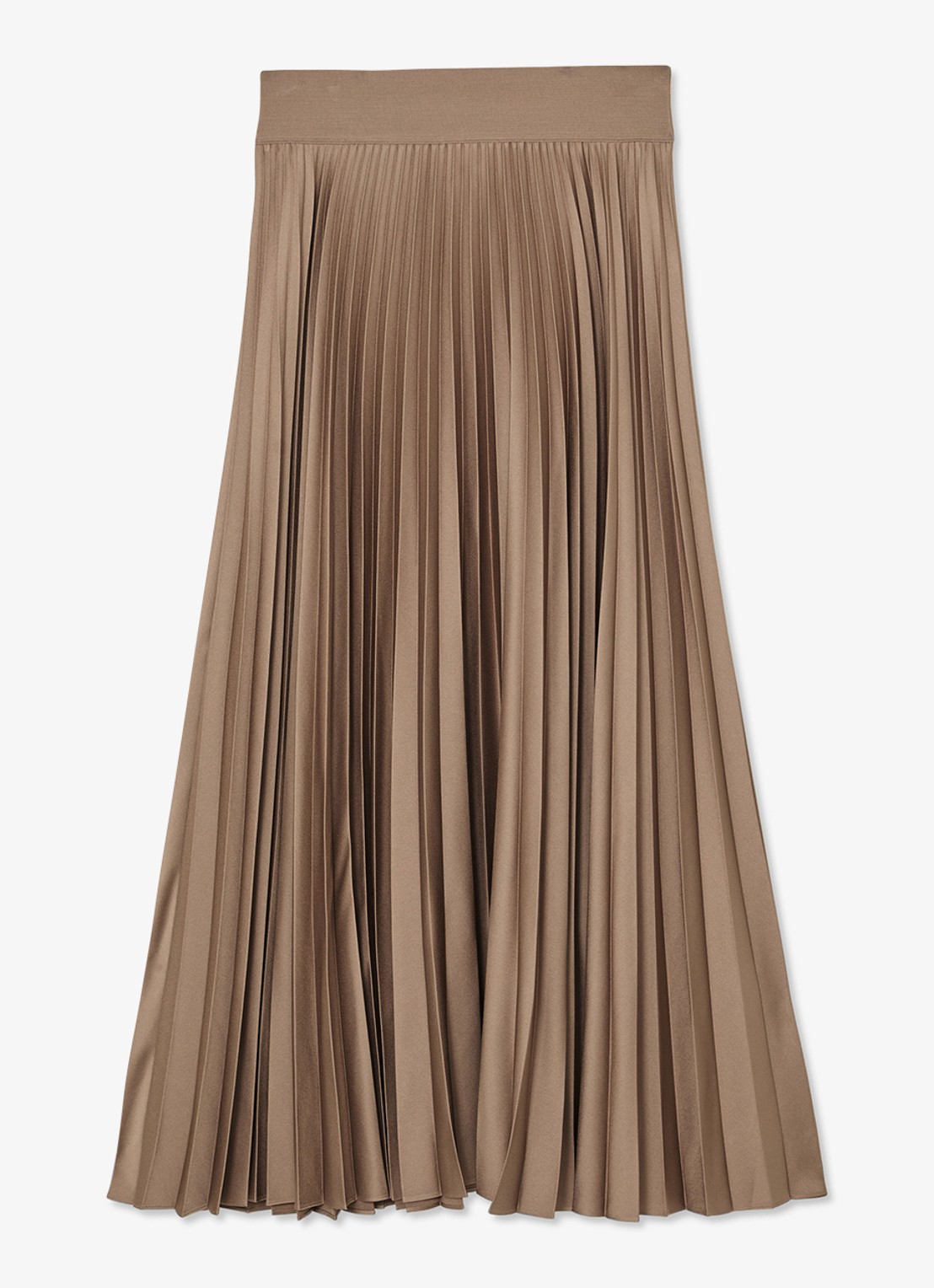 Reiss Seren midi rok met plissé - voorkant camel