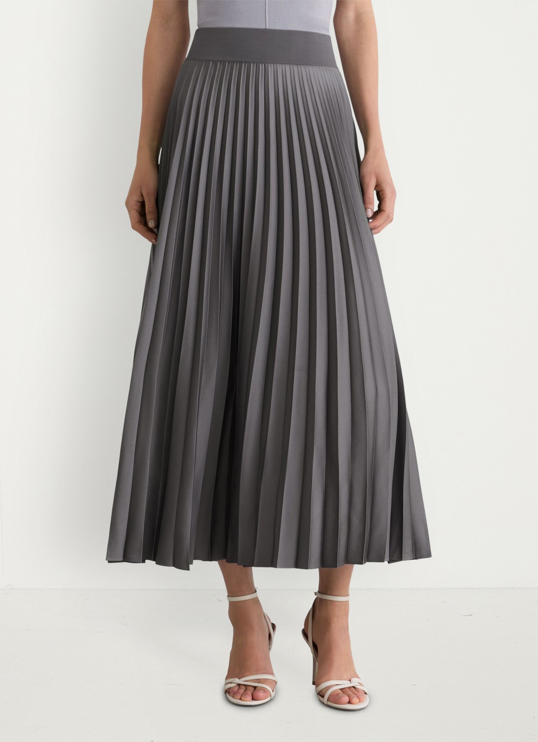 Reiss Seren midi rok met plissé - detail 4 grey / grijs