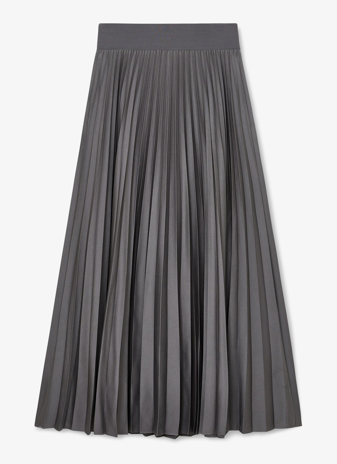 Reiss Seren midi rok met plissé - voorkant 2 grey / grijs