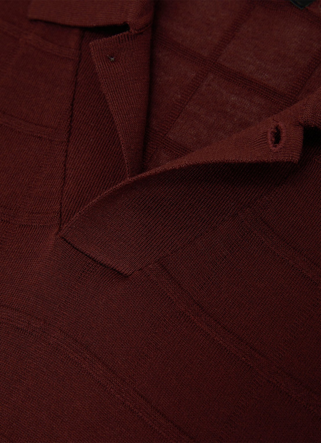 Reiss Serval regular fit polo in wolblend met ruitdessin - detail 6 bordeaux / rood