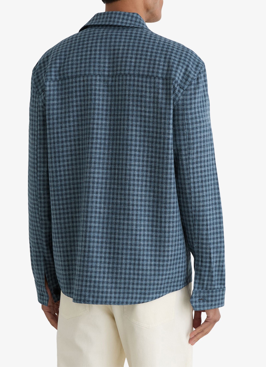Reiss Sever overshirt in linnenblend met ruitdessin - achterkant indigo / blauw