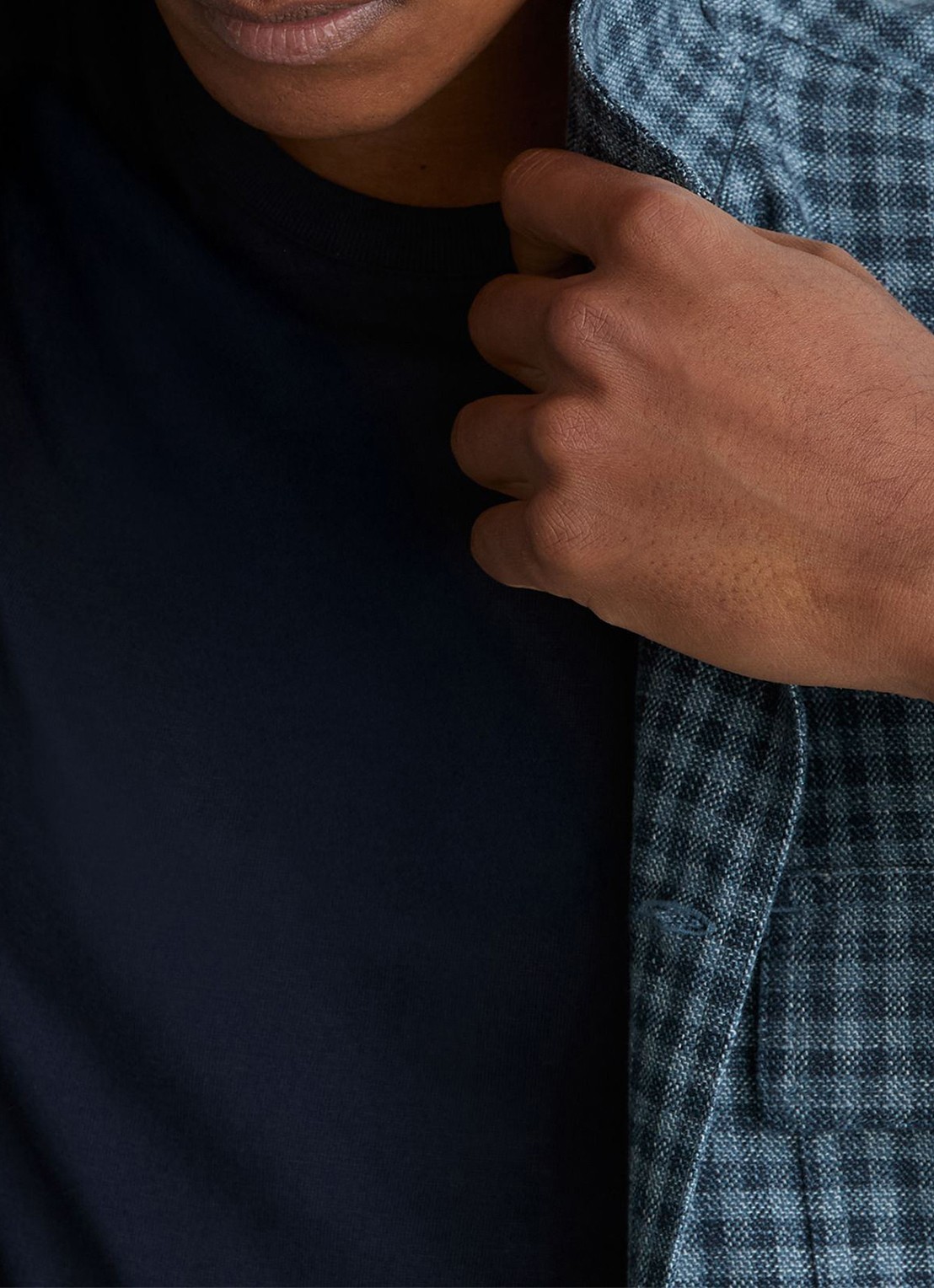 Reiss Sever overshirt in linnenblend met ruitdessin - detail 3 indigo / blauw
