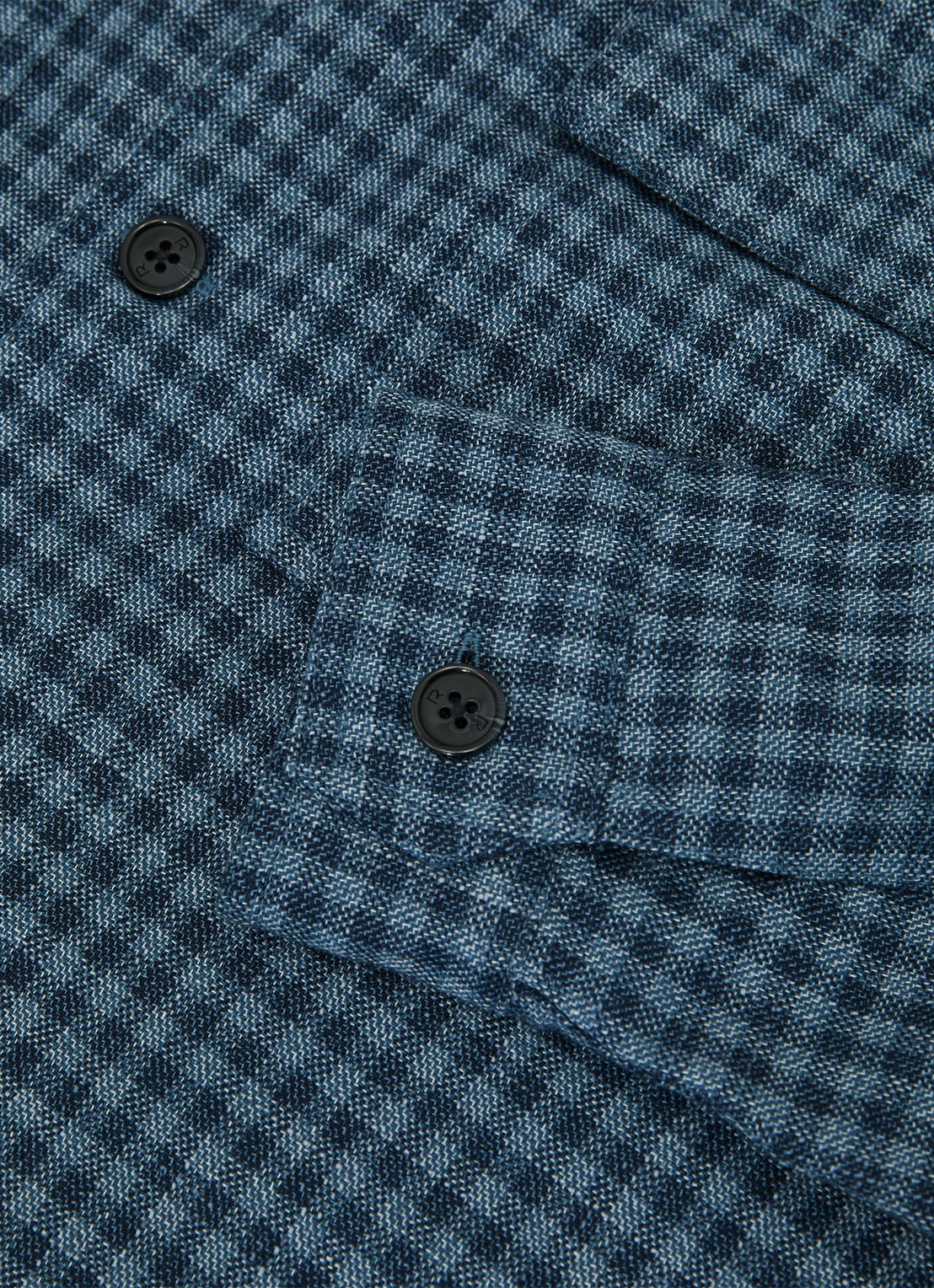 Reiss Sever overshirt in linnenblend met ruitdessin - detail 5 indigo / blauw