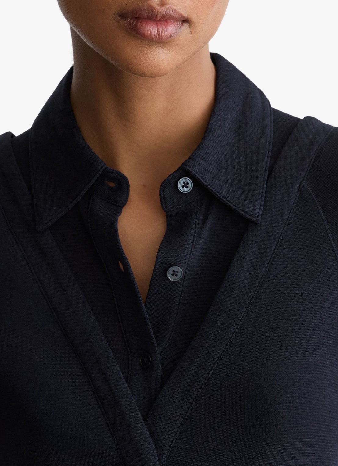 Reiss Shona slim fit polo met cut-out detail - detail 3 donkerblauw