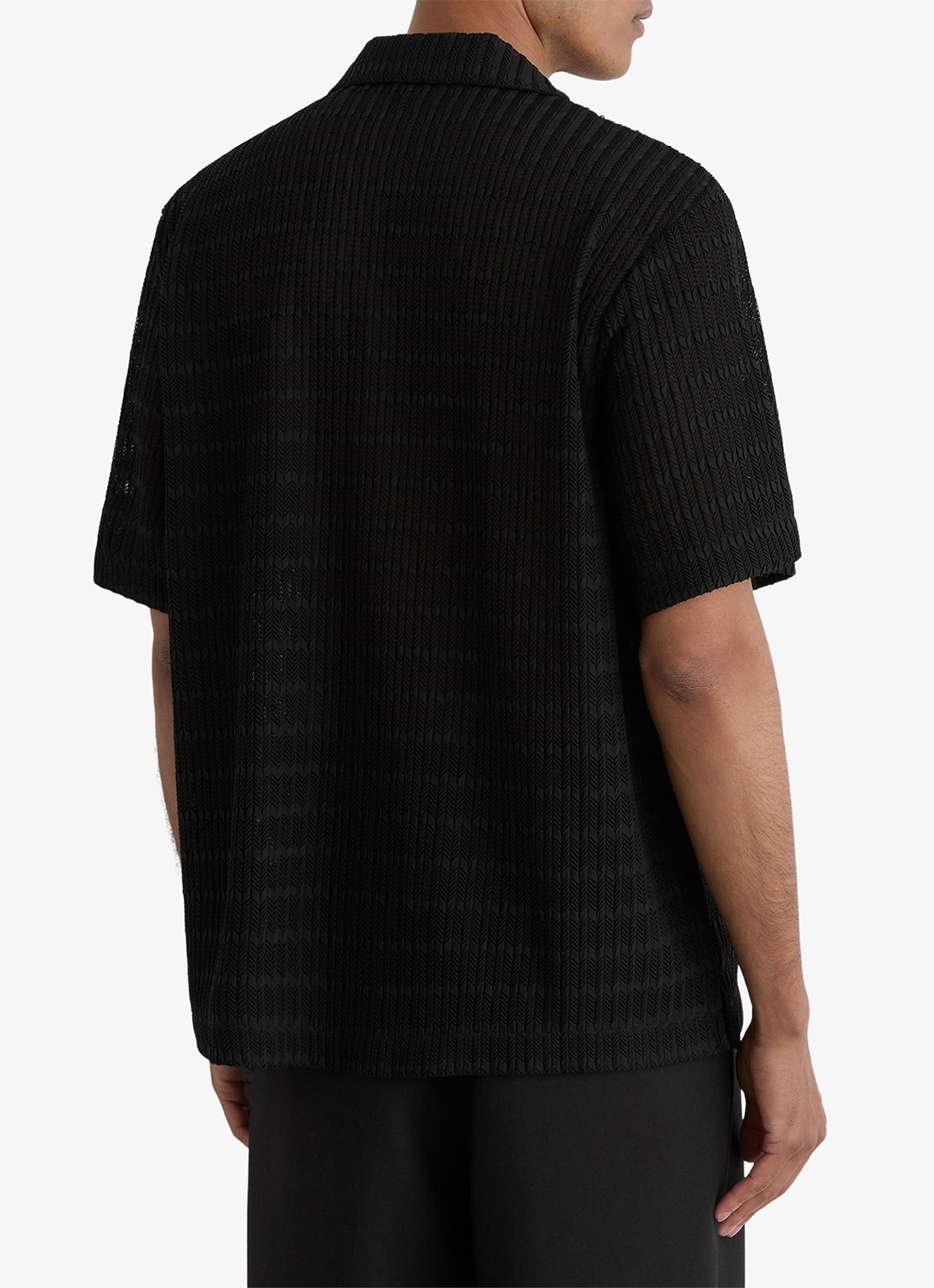 Reiss Sid regular fit overhemd met opengebreid dessin - achterkant 6 black / zwart