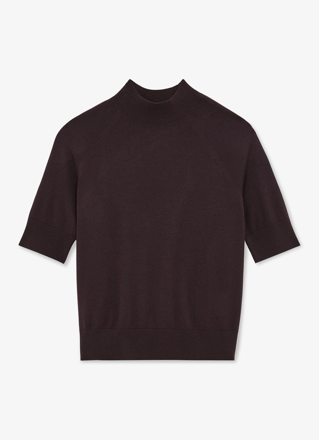 Reiss Sienna top in wolblend met opstaande kraag - voorkant 4 donkerbruin