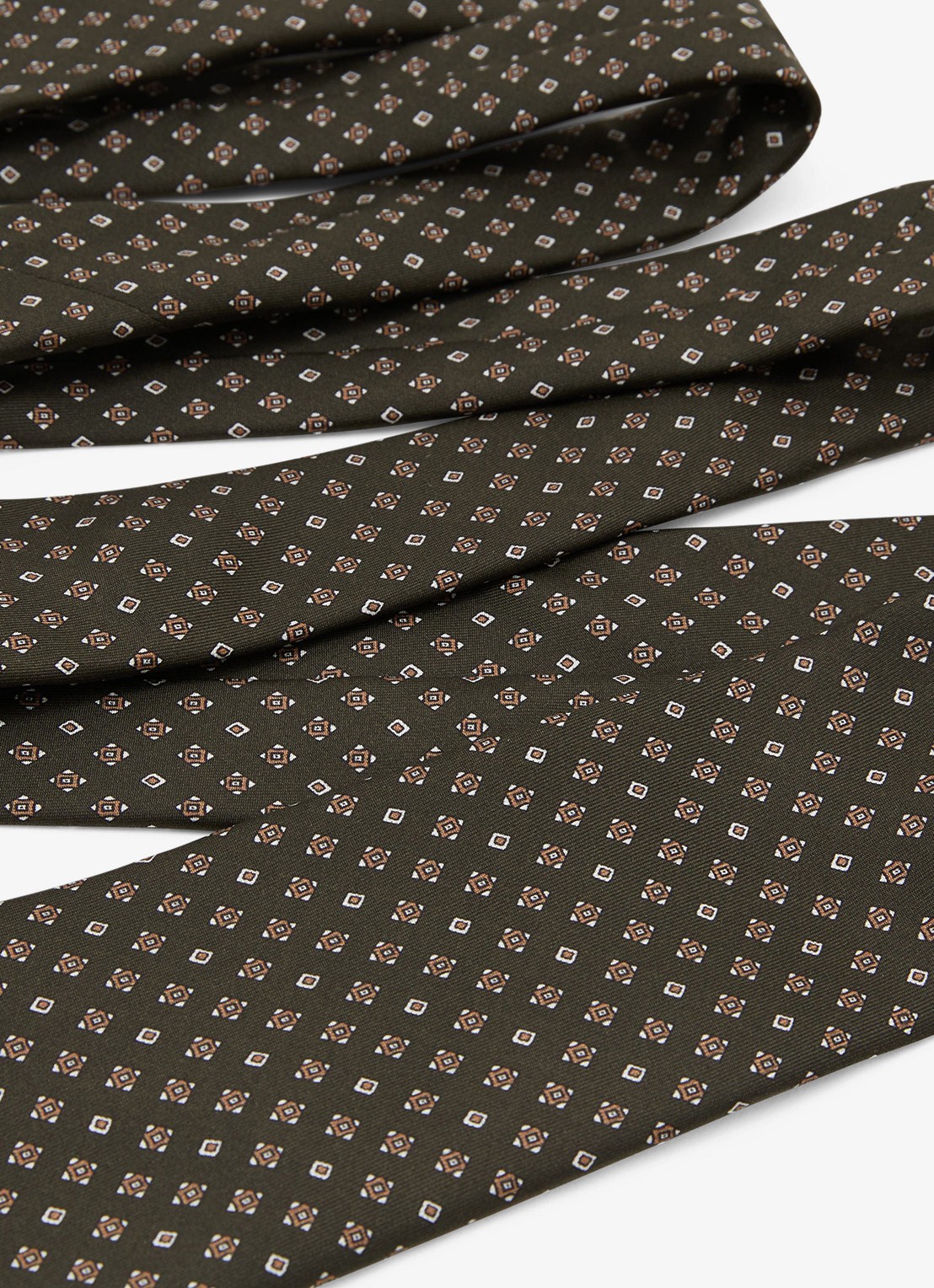 Reiss Silvio stropdas van zijde met print - detail 3 khaki