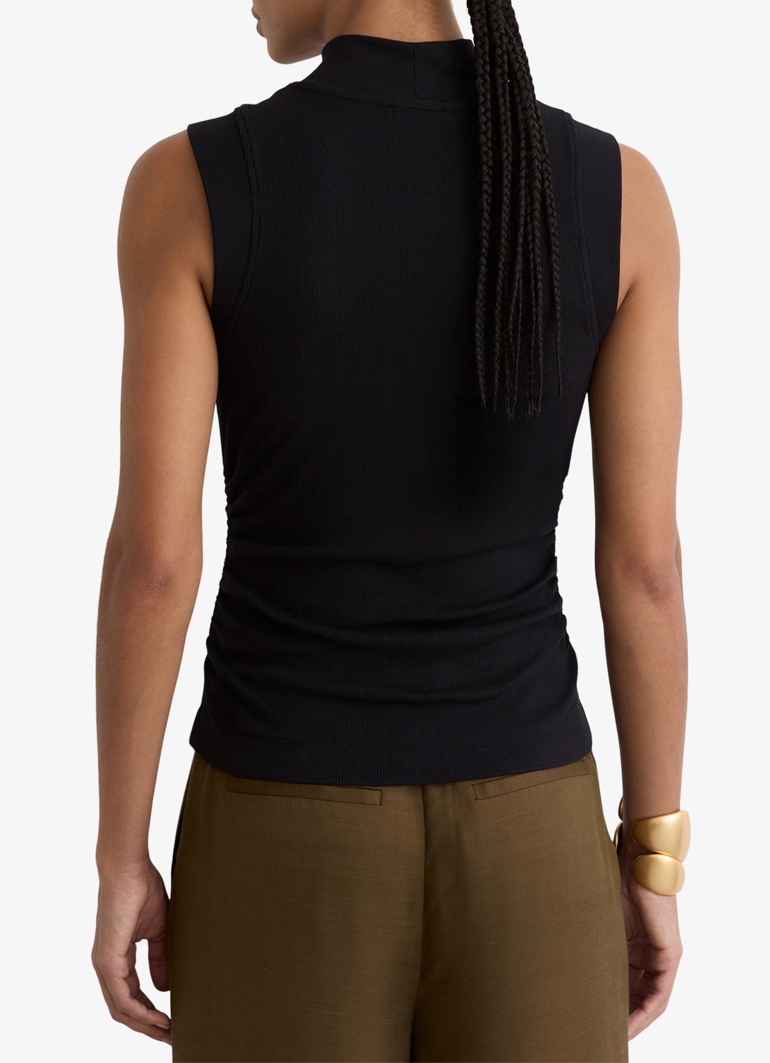 Reiss Simon ribgebreide top met opstaande kraag - achterkant 6 black / zwart