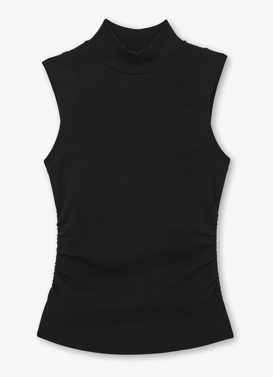 Reiss Simon ribgebreide top met opstaande kraag - voorkant 4 black / zwart