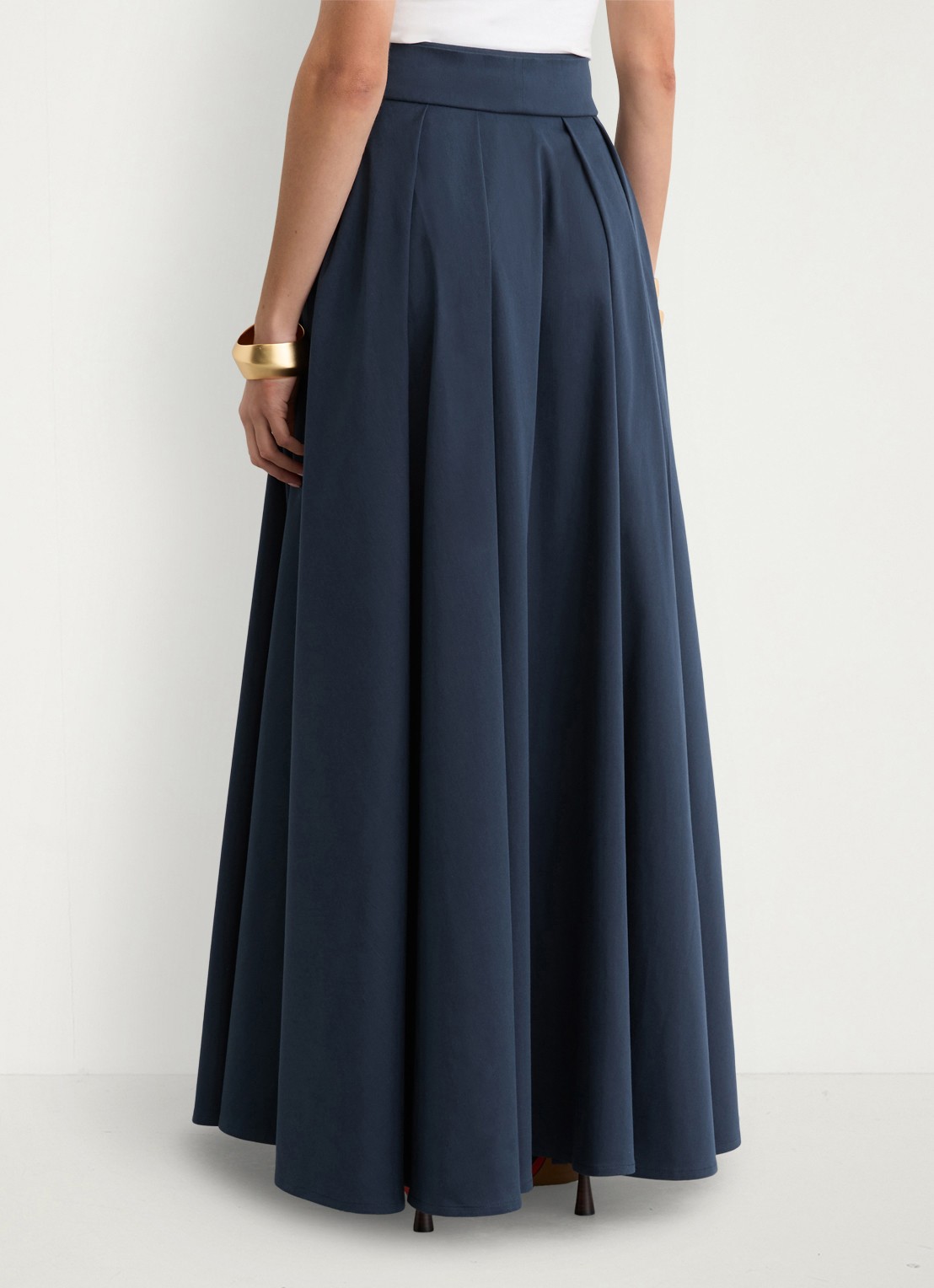 Reiss Simone geplooide maxirok van katoen blend - achterkant 7 blauw