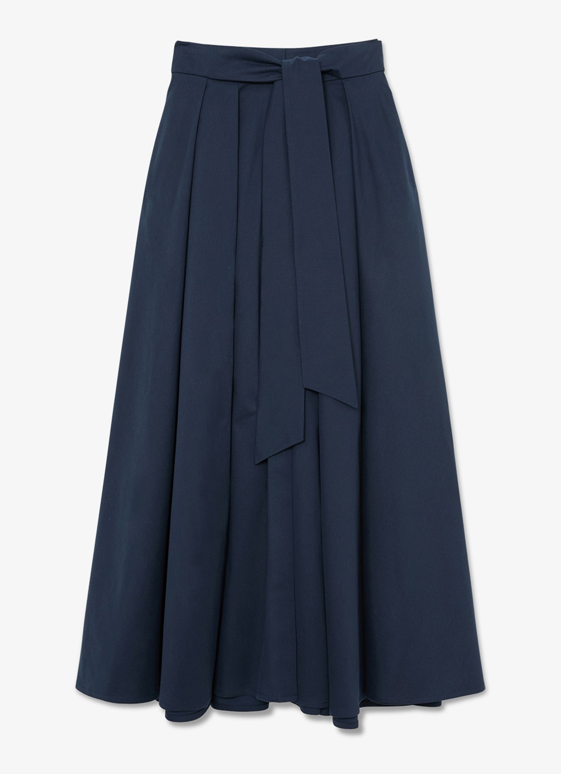 Reiss Simone geplooide maxirok van katoen blend - voorkant blauw