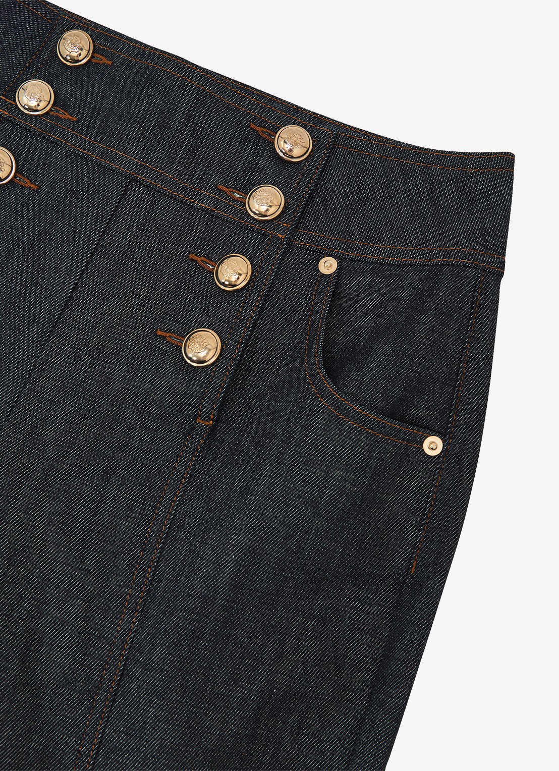 Reiss Skylar high waist flared jeans met knoop details - detail 5 denim