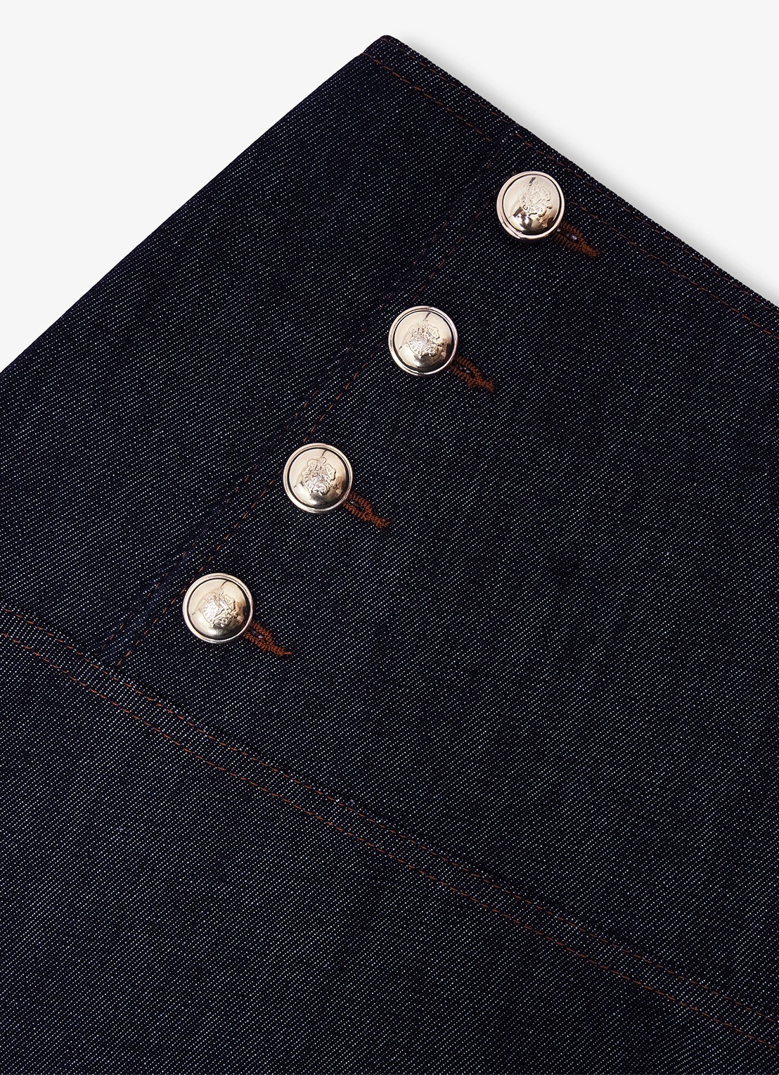 Reiss Skylar midi rok van denim met sierknopen - detail 5 dark blue / blauw