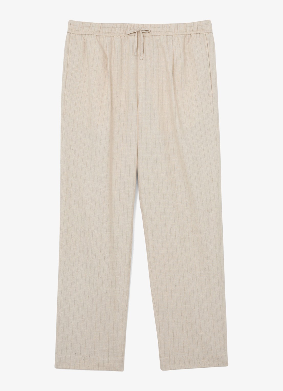 Reiss Slayman tapered fit pantalon in linnenblend met krijtstreep - voorkant 2 gebroken wit