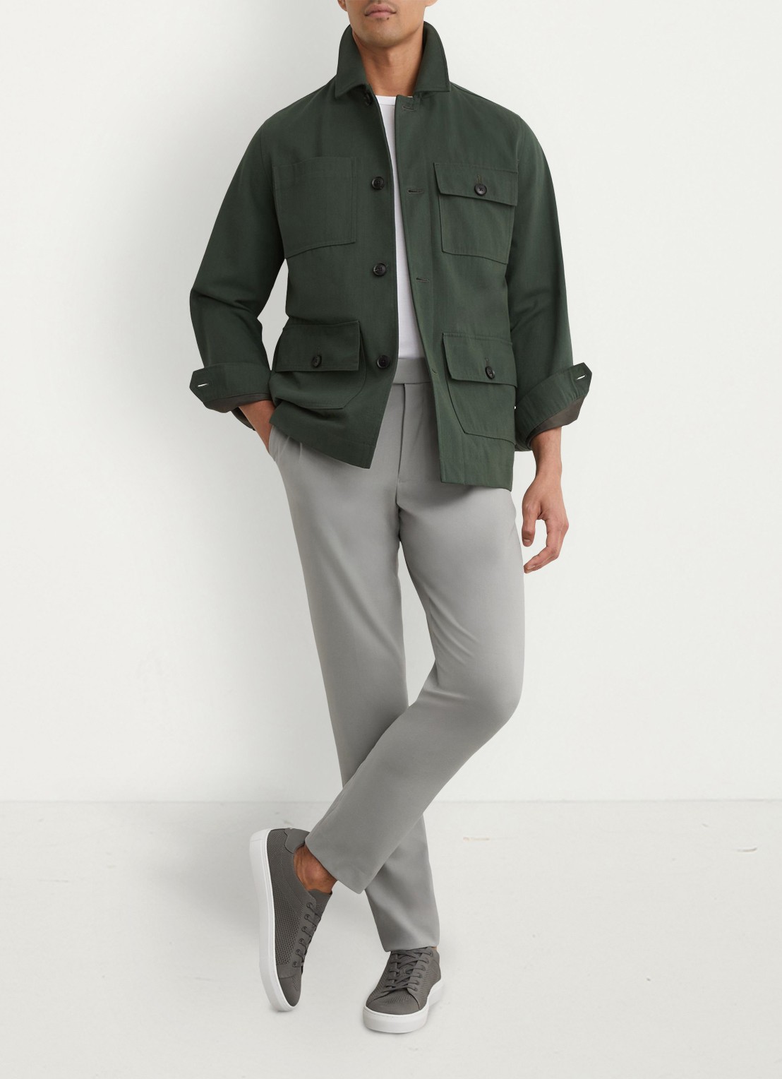 Reiss Slim fit pantalon met steekzakken - voorkant 3 grijs