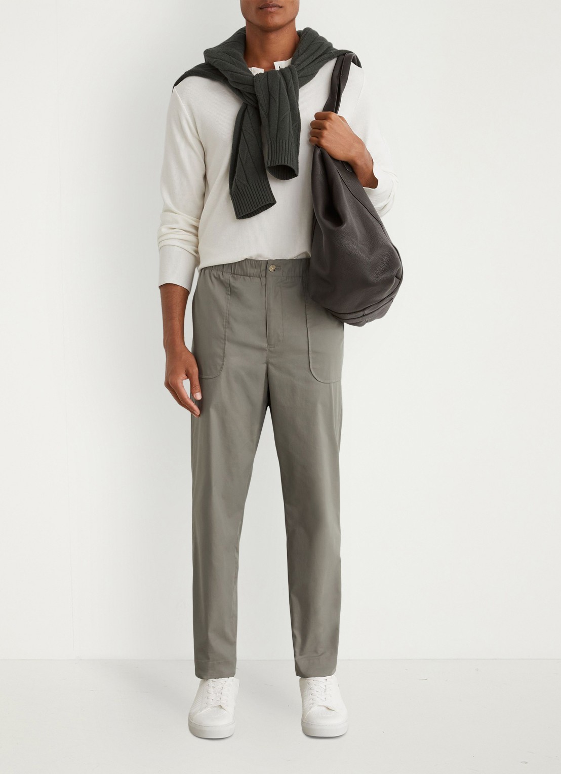 Reiss SNAP Cotton-Blend Lightweight Tapered Trousers - voorkant 6 olijfgroen