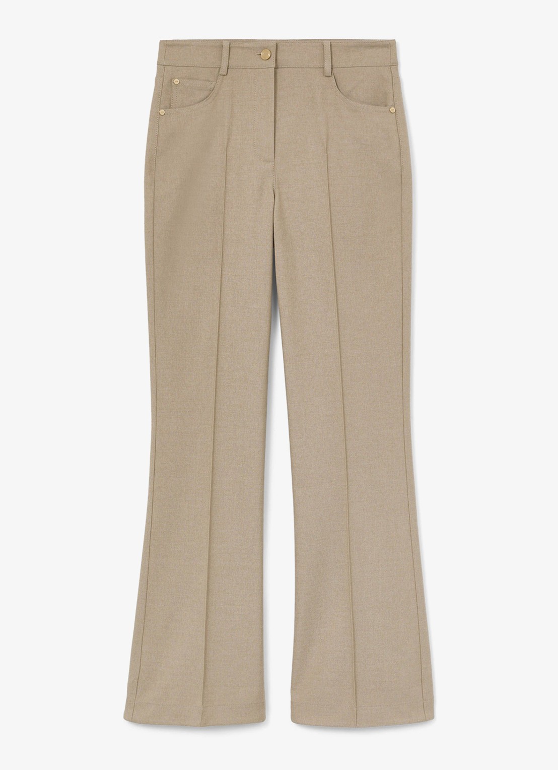 Reiss Sofia high waist flared fit broek met steekzakken - voorkant 2 beige