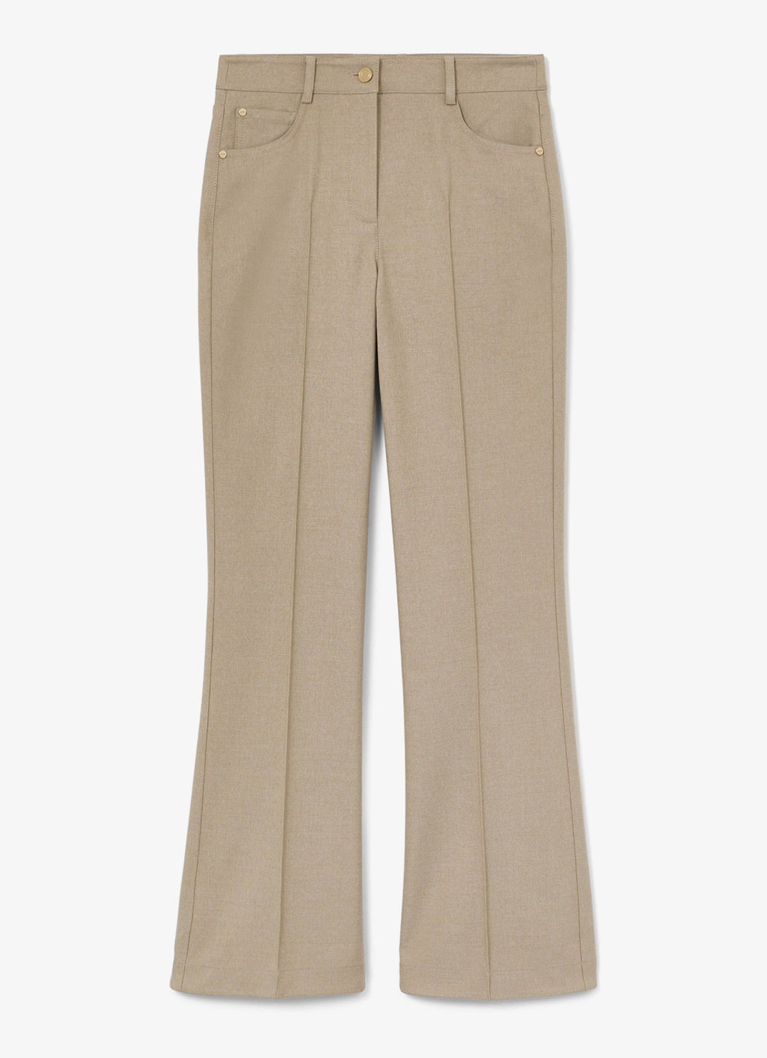 Reiss Sofia high waist flared fit pantalon met steekzakken - voorkant 4 beige