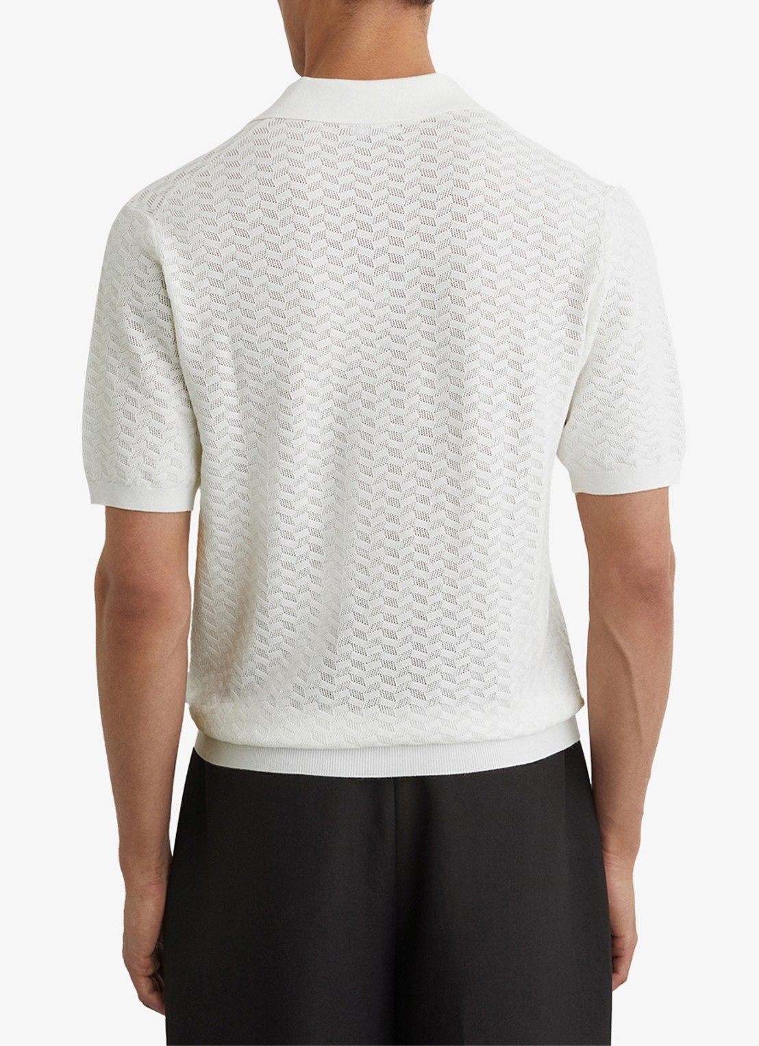 Reiss Sol regular fit polo met structuur - achterkant 6 white / wit