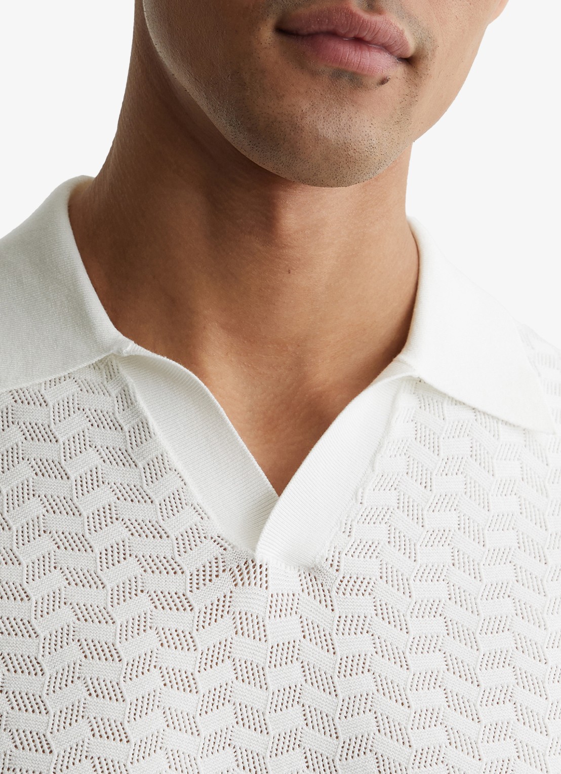 Reiss Sol regular fit polo met structuur - detail 4 white / wit