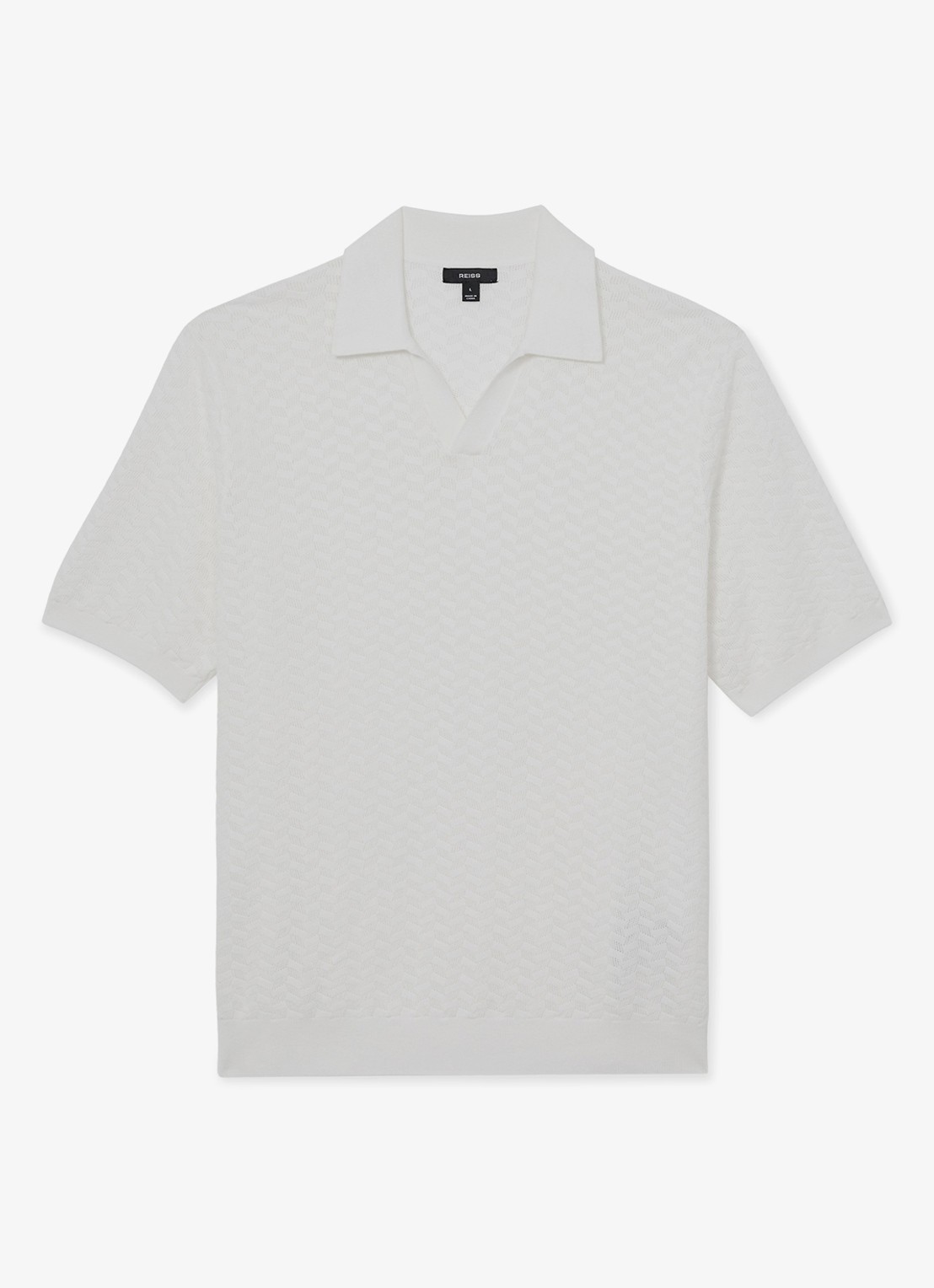 Reiss Sol regular fit polo met structuur - voorkant white / wit