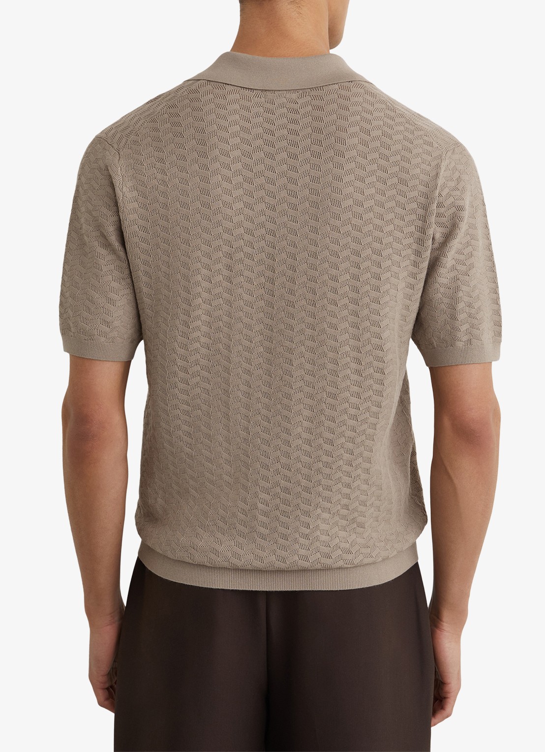 Reiss Sol regular fit polo met structuur - achterkant taupe