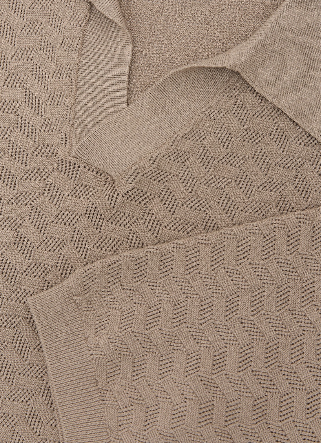 Reiss Sol regular fit polo met structuur - detail 5 taupe