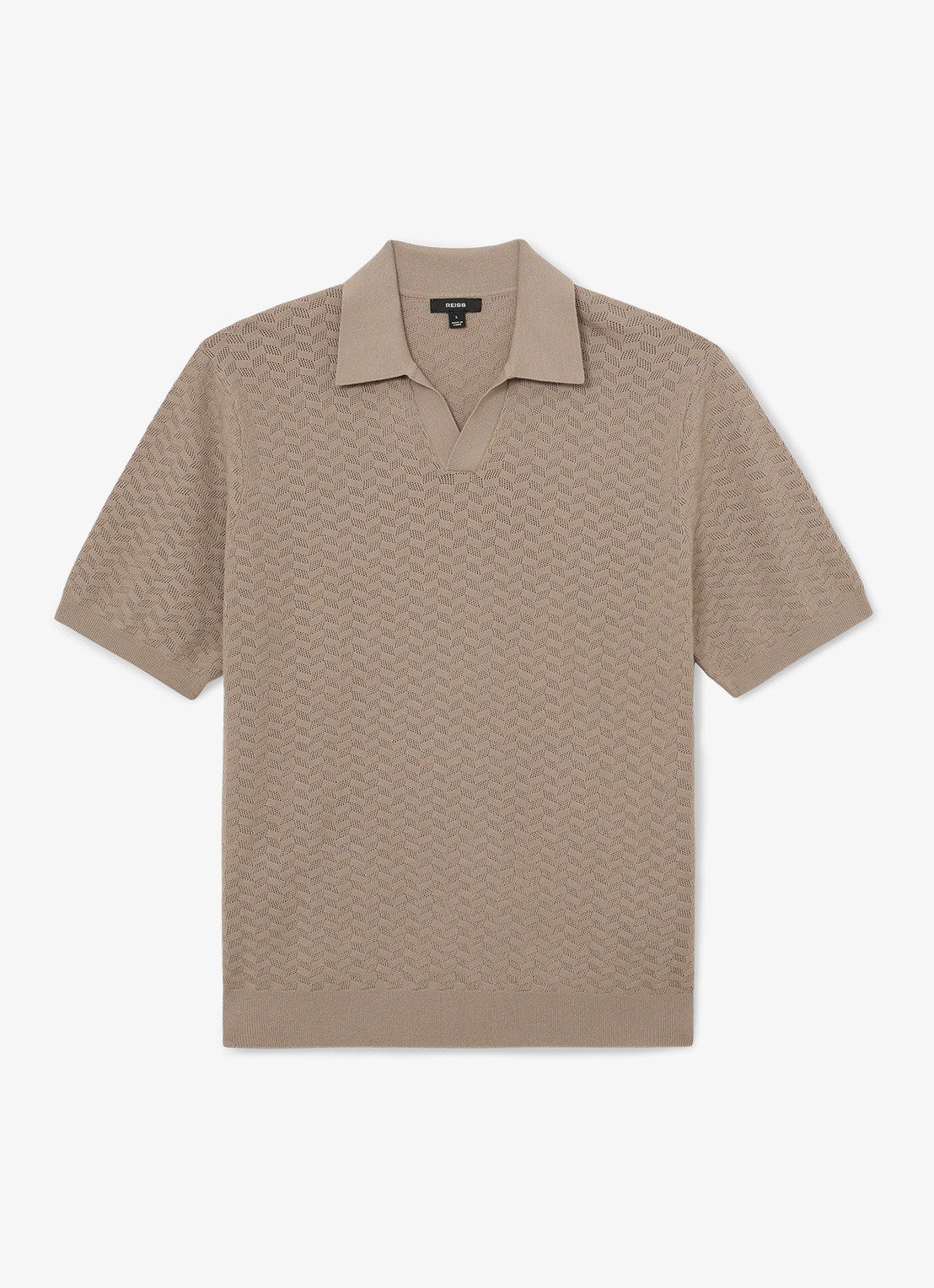 Reiss Sol regular fit polo met structuur - voorkant 6 taupe