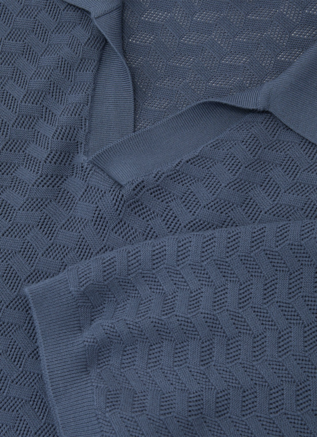 Reiss Sol regular fit polo met structuur - detail 6 airforce blue / blauw