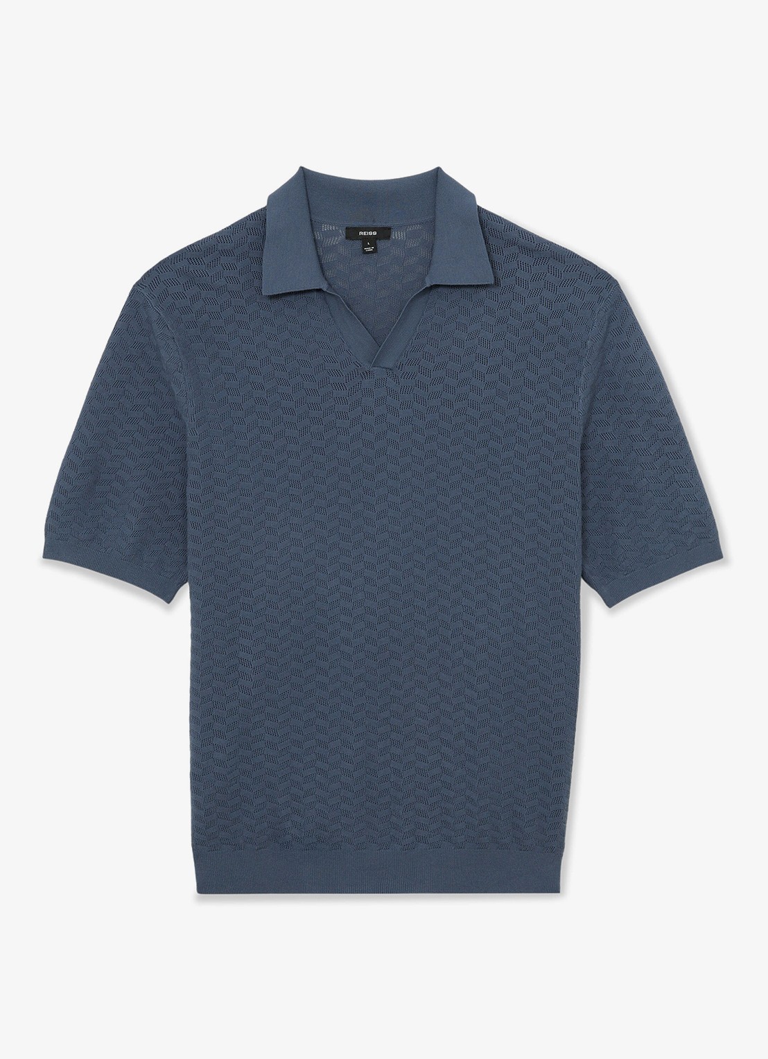 Reiss Sol regular fit polo met structuur - voorkant 2 airforce blue / blauw