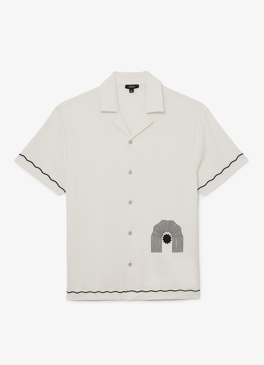 Reiss Solano regular fit overhemd met borduring - voorkant gebroken wit