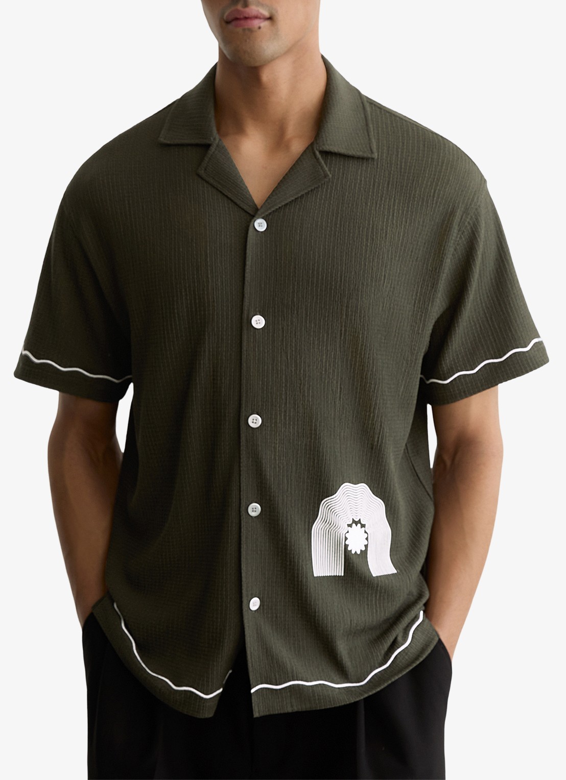Reiss Solano regular fit overhemd met borduring - detail 3 groen