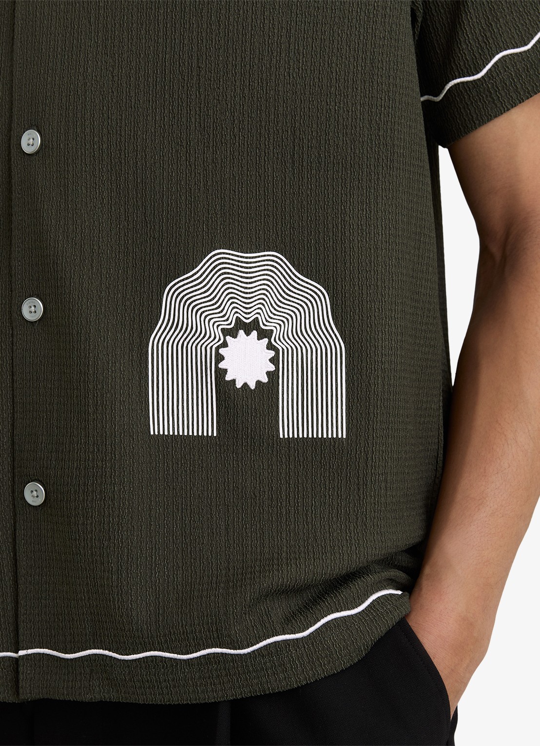 Reiss Solano regular fit overhemd met borduring - detail 4 groen