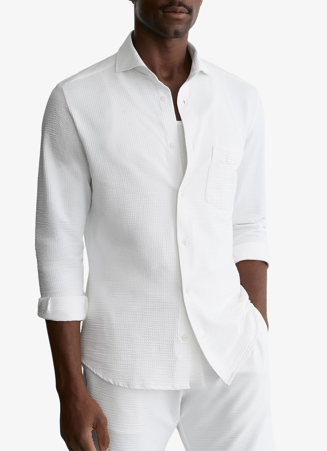 Reiss Solarko regular fit overhemd met structuur - detail 4 white / wit