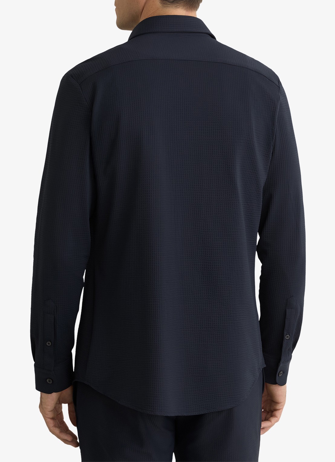 Reiss Solarko regular fit overhemd met structuur - achterkant donkerblauw