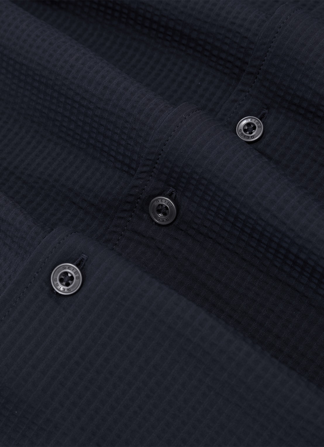 Reiss Solarko regular fit overhemd met structuur - detail 6 donkerblauw