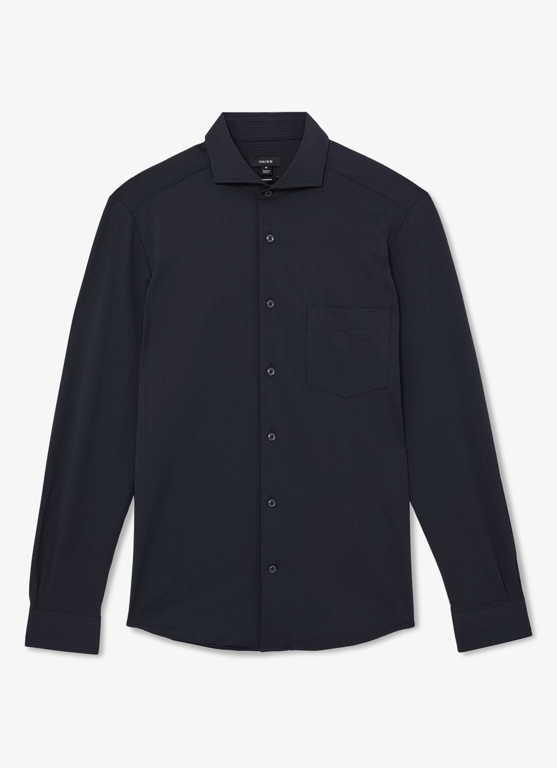 Reiss Solarko regular fit overhemd met structuur - voorkant 2 donkerblauw